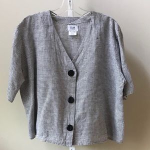 Flax Linen Short Jacket and Stripe Pant